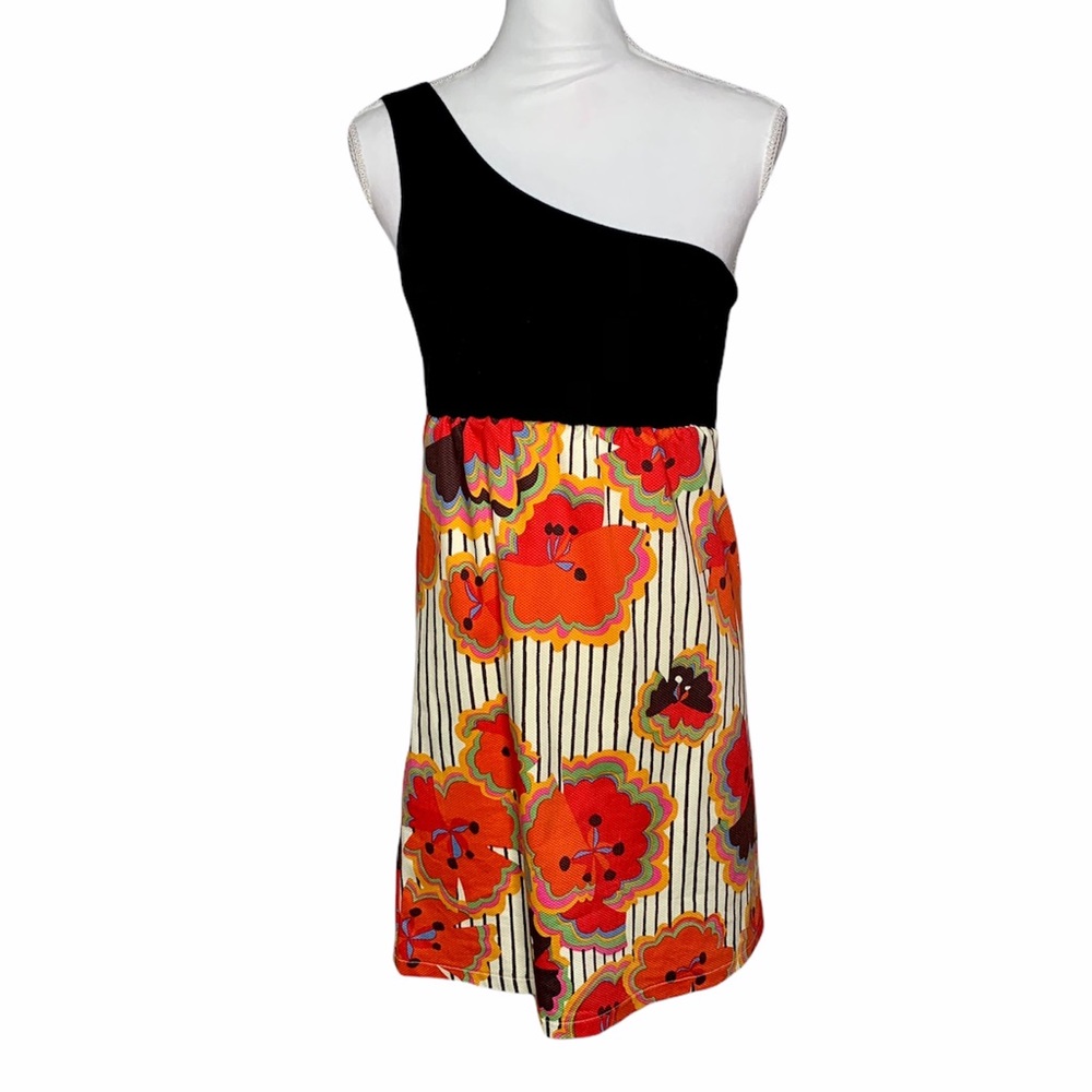 Judith March Floral Poppy Pinstripe Dress Small